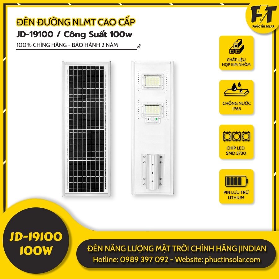 Đèn đường năng lượng mặt trời 100w JD-19100